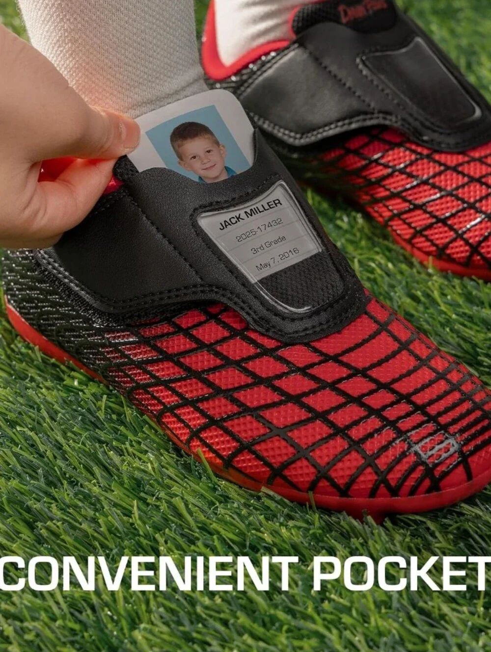 Red Black Youth Soccer Cleats Size 5Y New Velcro Strap
